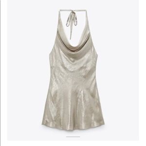ZARA Metallic Drapped Dress Size L